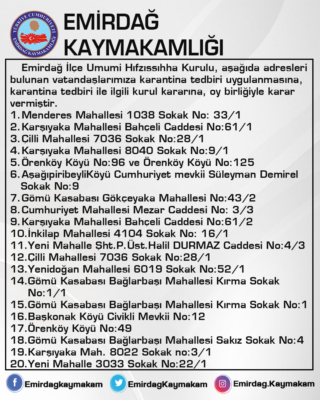 20 BİNA KARANTİNAYA ALINDI