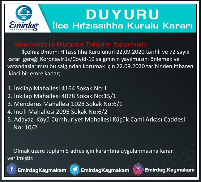 5 BİNA DAHA KARANTİNAYA ALINDI