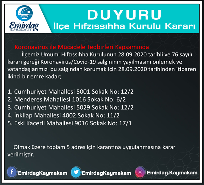 5 BİNA DAHA KARANTİNADA