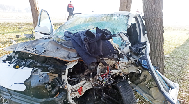 Ambulans helikopter, ağaca çarpan otomobil sürücüsü için havalandı