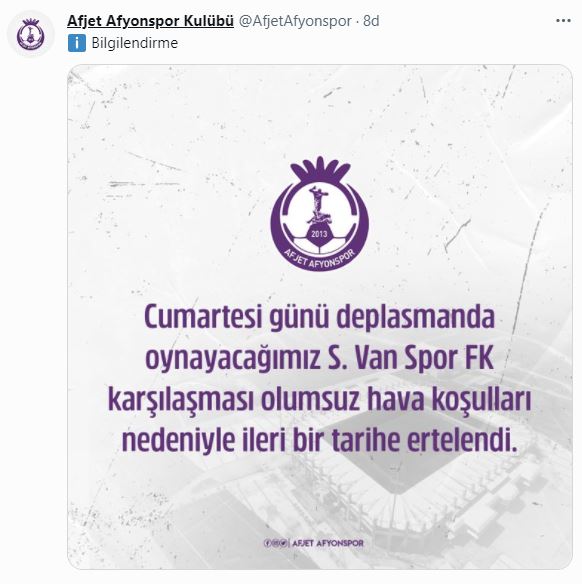 AFJET AFYONSPOR MAÇINA SOĞUK HAVA ENGELİ