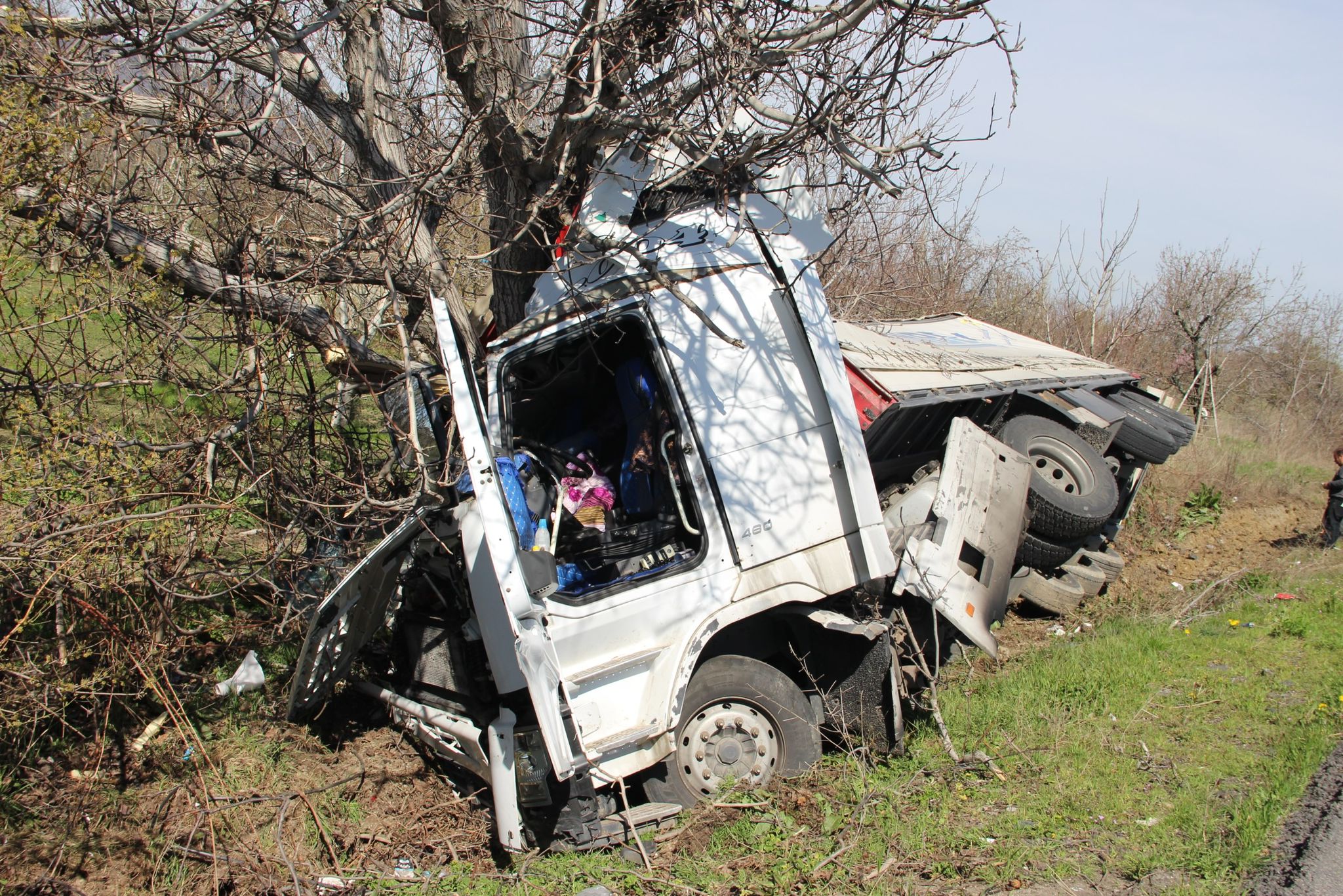 AFYON’DA ŞARAMPOLE GİREN TIR AĞAÇLARA ÇARPARAK DURABİLDİ