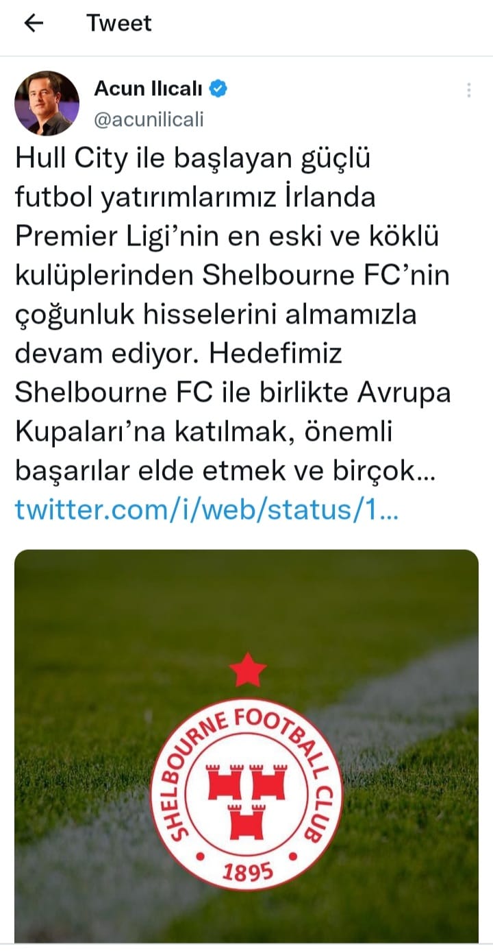 ACUN ILICALI SHELBOURNE FC'Yİ SATIN ALDI