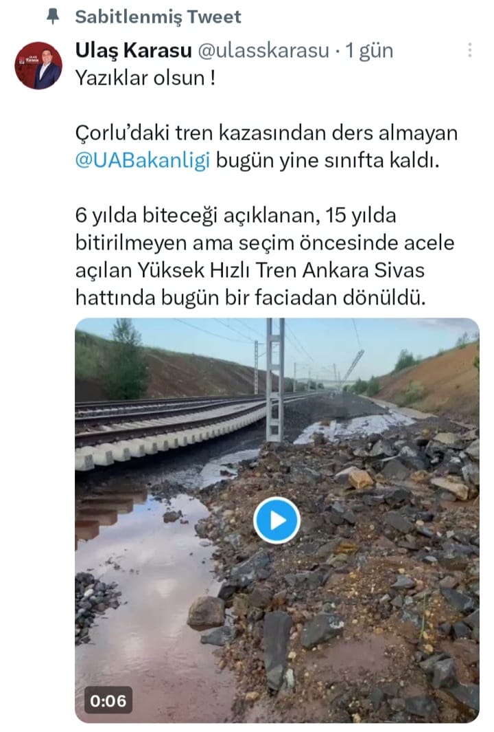 “YHT ANKARA-SİVAS HATTINDA FACİADAN DÖNÜLDÜ”
