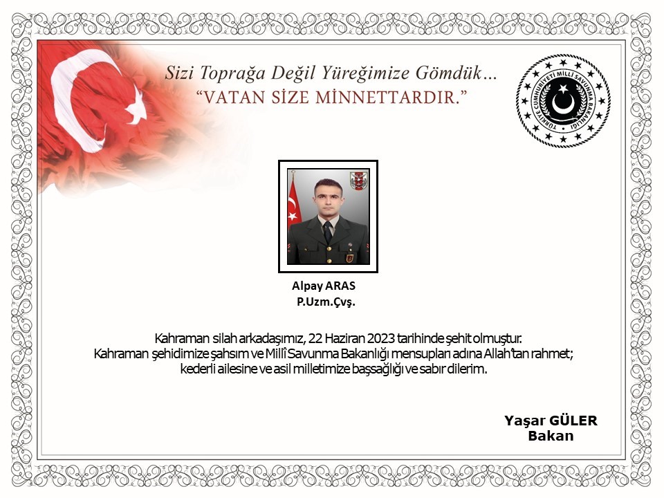 PİYADE UZMAN ÇAVUŞ ALPAY ARAS ŞEHİT OLDU