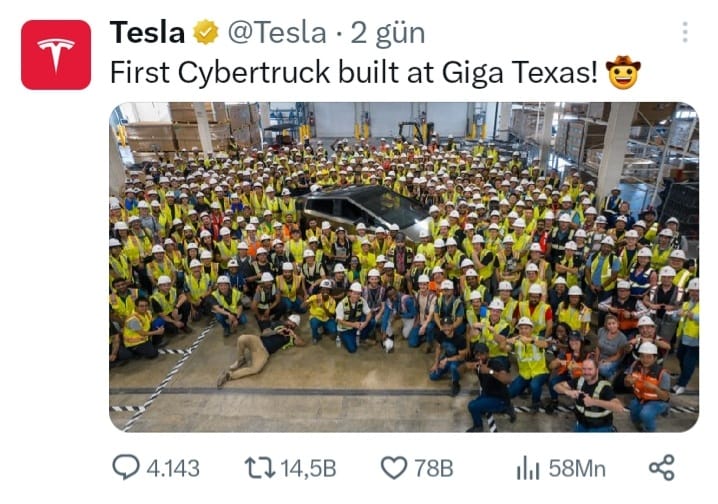 ÜRETİLEN İLK TESLA CYBERTRUCK BANTTAN İNDİ