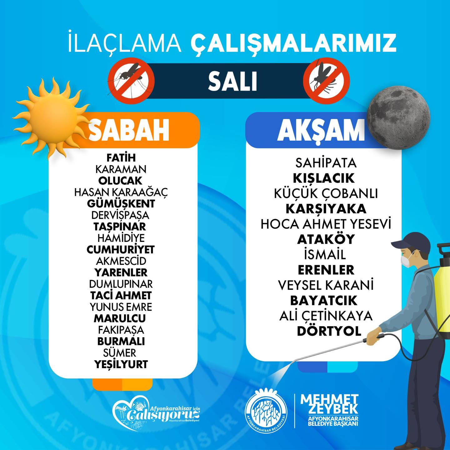 AFYONKARAHİSAR BELEDİYESİ İLAÇLAMA ÇALIŞMALARI SÜRÜYOR