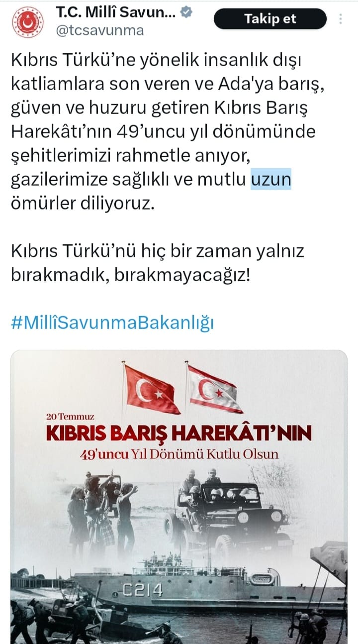 KIBRIS BARIŞ HAREKATININ 49.YIL DÖNÜMÜ