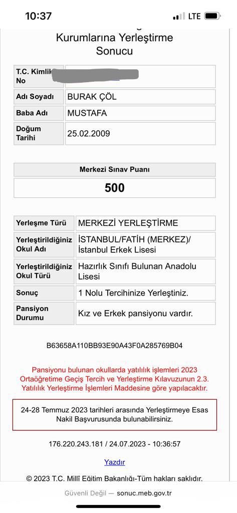 LGS TÜRKİYE 1.'Sİ İSTANBUL ERKEK LİSESİNİ KAZANDI