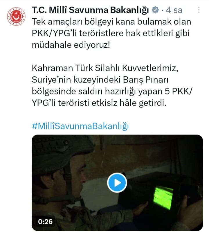 5 PKK/YPG'Lİ TERÖRİST ETKİSİZ HALE GETİRİLDİ