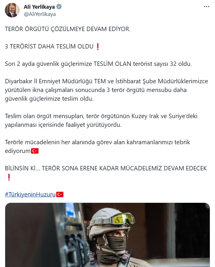TERÖR ÖRGÜTÜNDE ÇÖZÜLME SÜRÜYOR