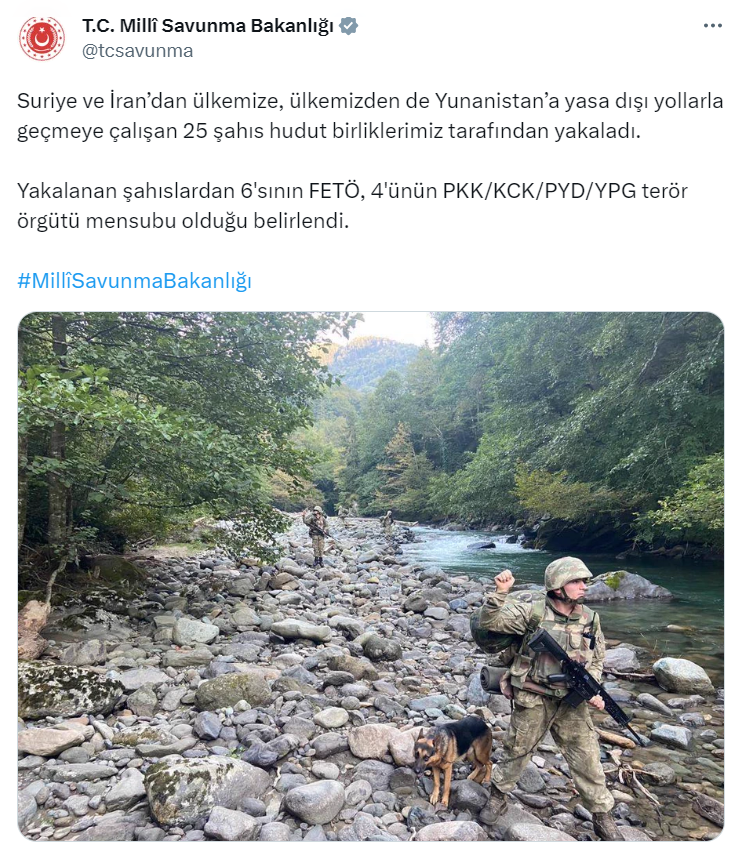 MSB: 25 KİŞİ HUDUT BİRLİKLERİMİZ TARAFINDAN YAKALANDI