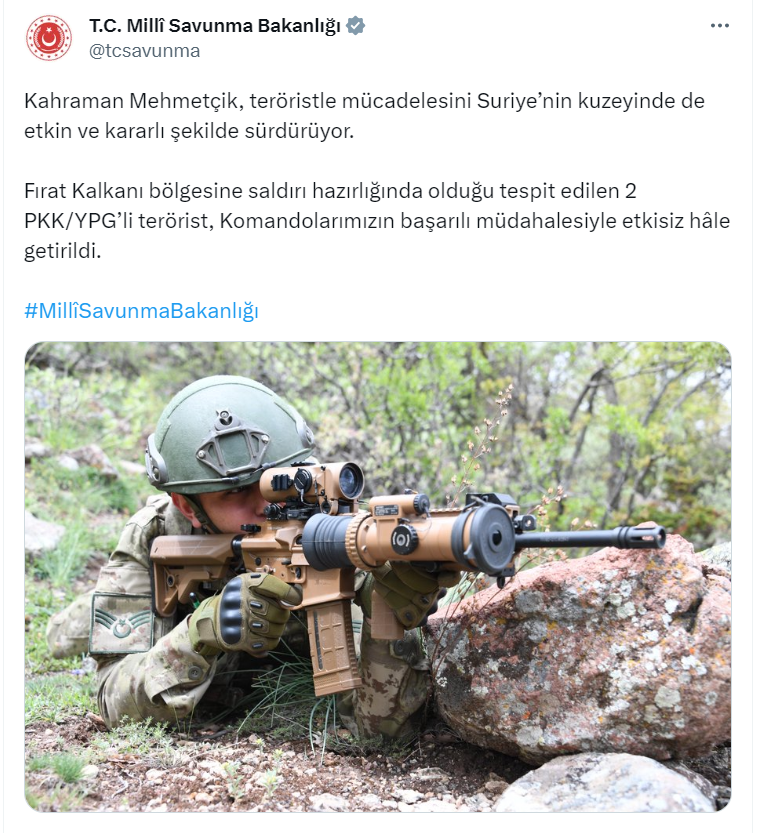 2 PKK/YPG'Lİ TERÖRİST ETKİSİZ HALE GETİRİLDİ