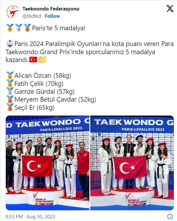 MİLLİ PARA TEKVANDOCULAR 5 MADALYA KAZANDI