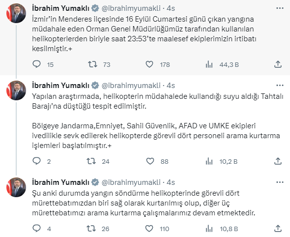 YANGINA MÜDAHELE EDEN HELİKOPTER DÜŞTÜ KAYIPLAR ARANIYOR