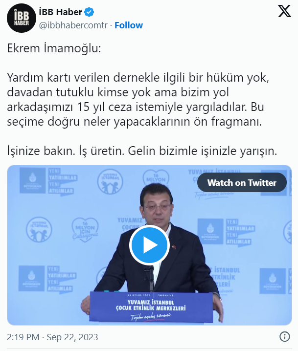 İMAMOĞLU: “YEDİĞİNİZ DEMOKRASİ TOKADININ ALASI GELİYOR”