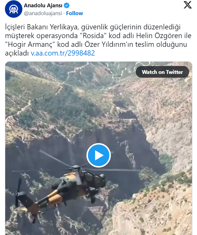 2 TERÖRİST GÜVENLİK GÜÇLERİNE TESLİM OLDU