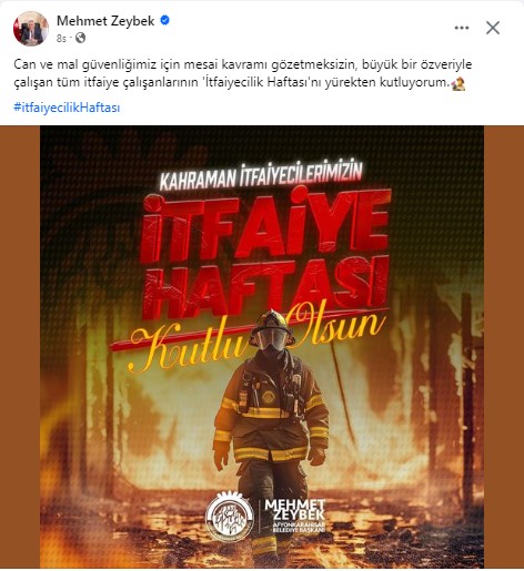 BAŞKAN ZEYBEK İTFAİYECİLER HAFTASINI KUTLADI