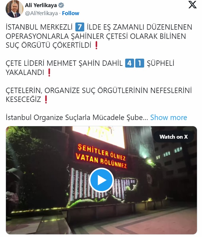 7 İLDE SUÇ ÖRGÜTLERİNE YÖNELİK OPERASYON