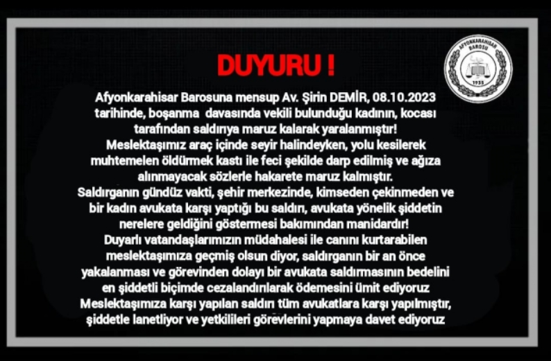 AFYON'DA AVUKATA SALDIRI
