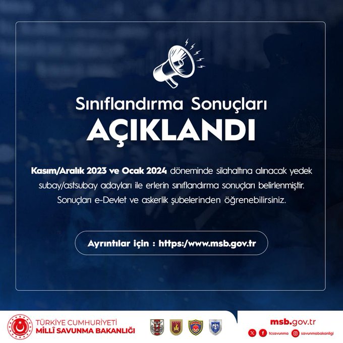 SINIFLANDIRMA SONUÇLARI AÇIKLANDI