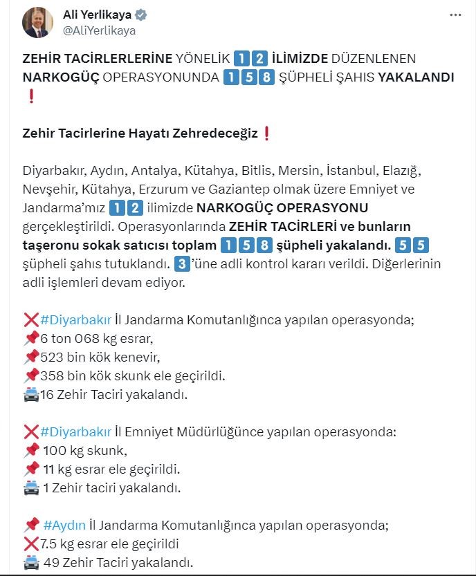 NARKOGÜÇ OPERASYONU GERÇEKLEŞTİRİLDİ