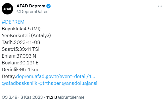 SON DAKİKA! ANTALYA’DA DEPREM MEYDANA GELDİ
