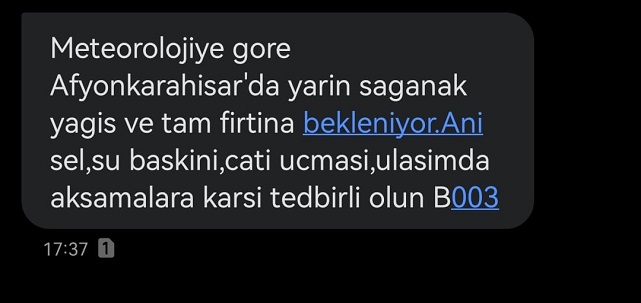 AFAD UYARDI: AFYONKARAHİSAR DİKKAT