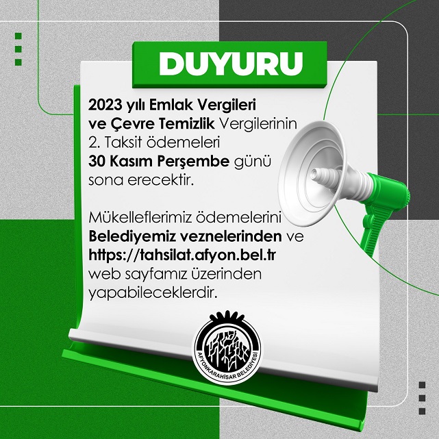 Afyon’da Emlak Vergisi Ödemeyenler Dikkat