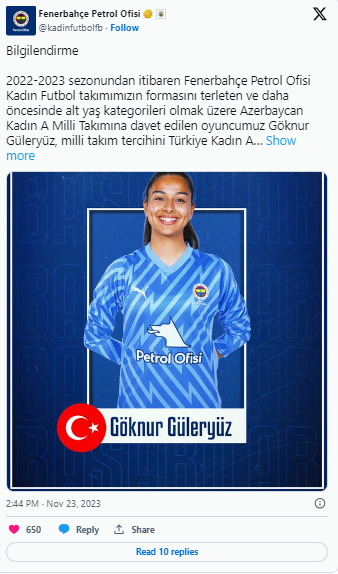 FENERBAHÇELİ FUTBOLCUNUN MİLLİ TERCİHİ TÜRKİYE OLDU