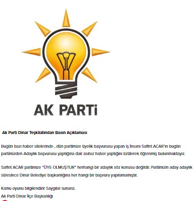 AK Parti'den Saffet Acar  açıklaması