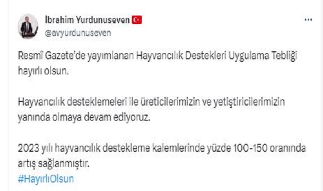 Hayvancılık Destekleri Artırıldı Müjdeyi AK Partili Yurdunuseven Verdi