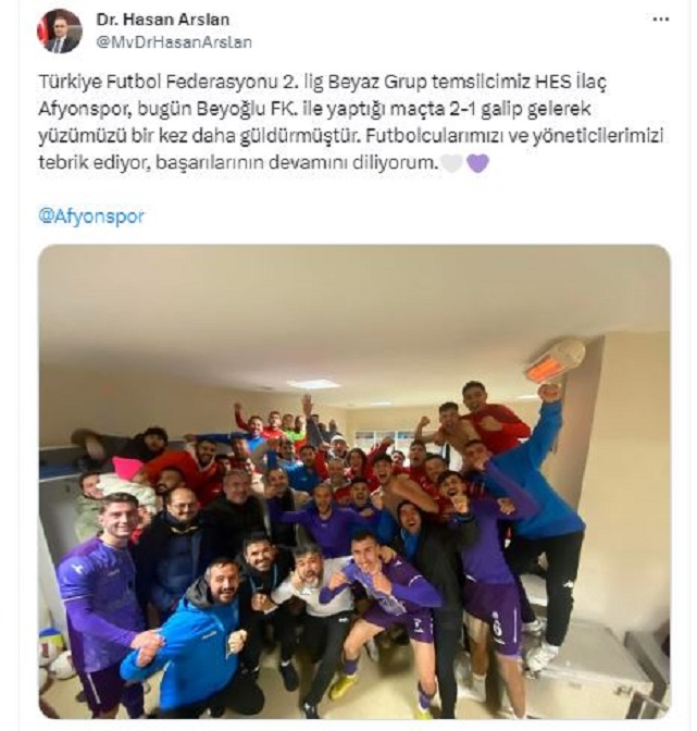 AK Partili Arslan Afyonspor'u Tebrik Etti