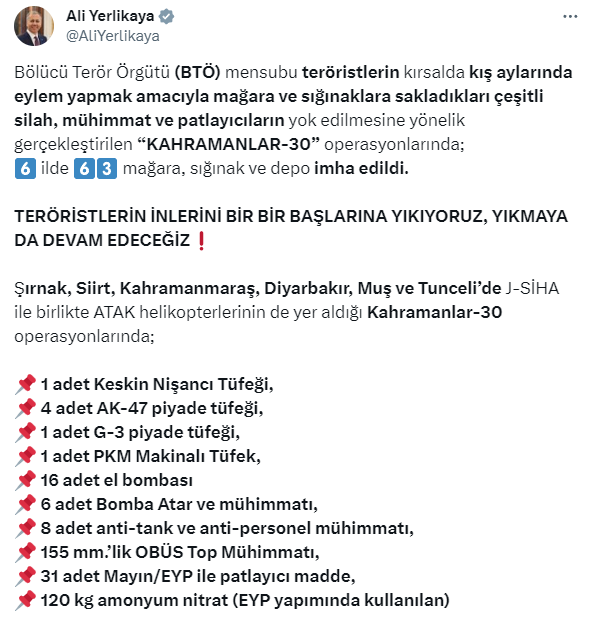 Kış operasyonları başladı teröre ağır darbe