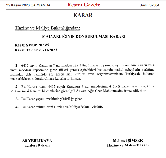 62 kişinin malvarlığı donduruldu