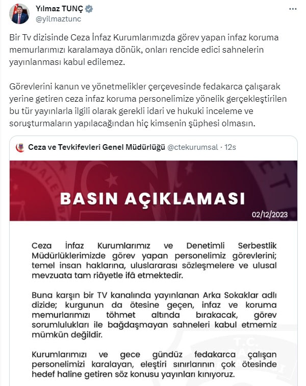 Adalet Bakanı'ndan televizyon dizisine tepki:Soruşturulacak