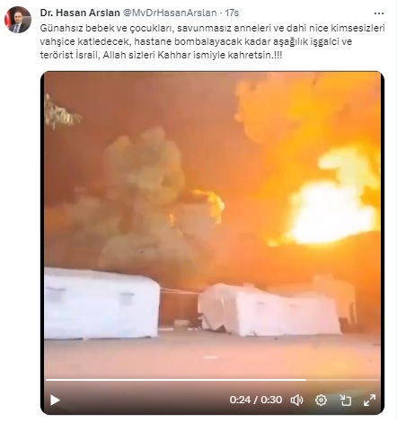 AK Partili Arslan İsrail'in Saldırılarına Ateş Püskürdü