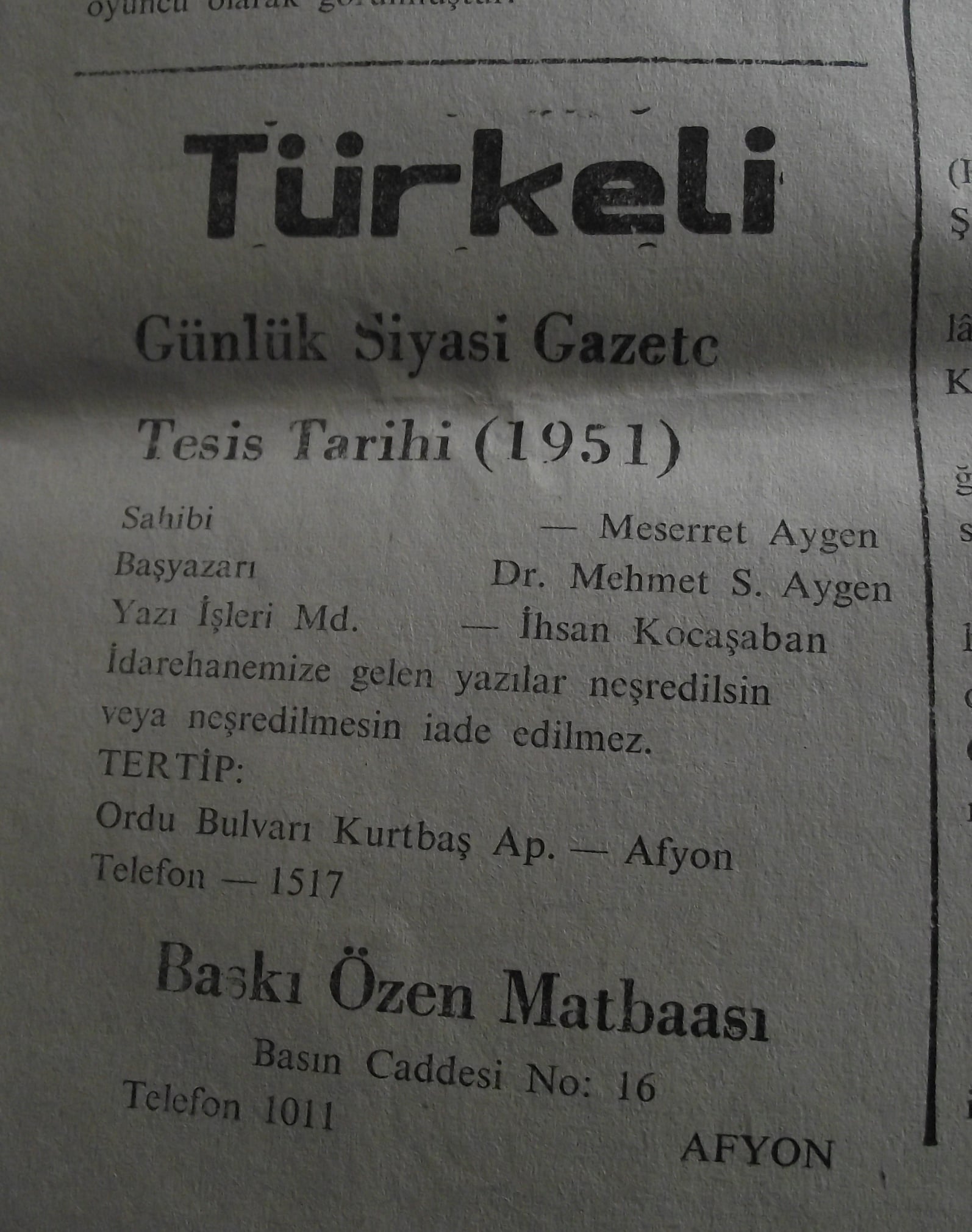 TÜRKELİ GAZETESİ 73 YILLIK BİR ÇINAR