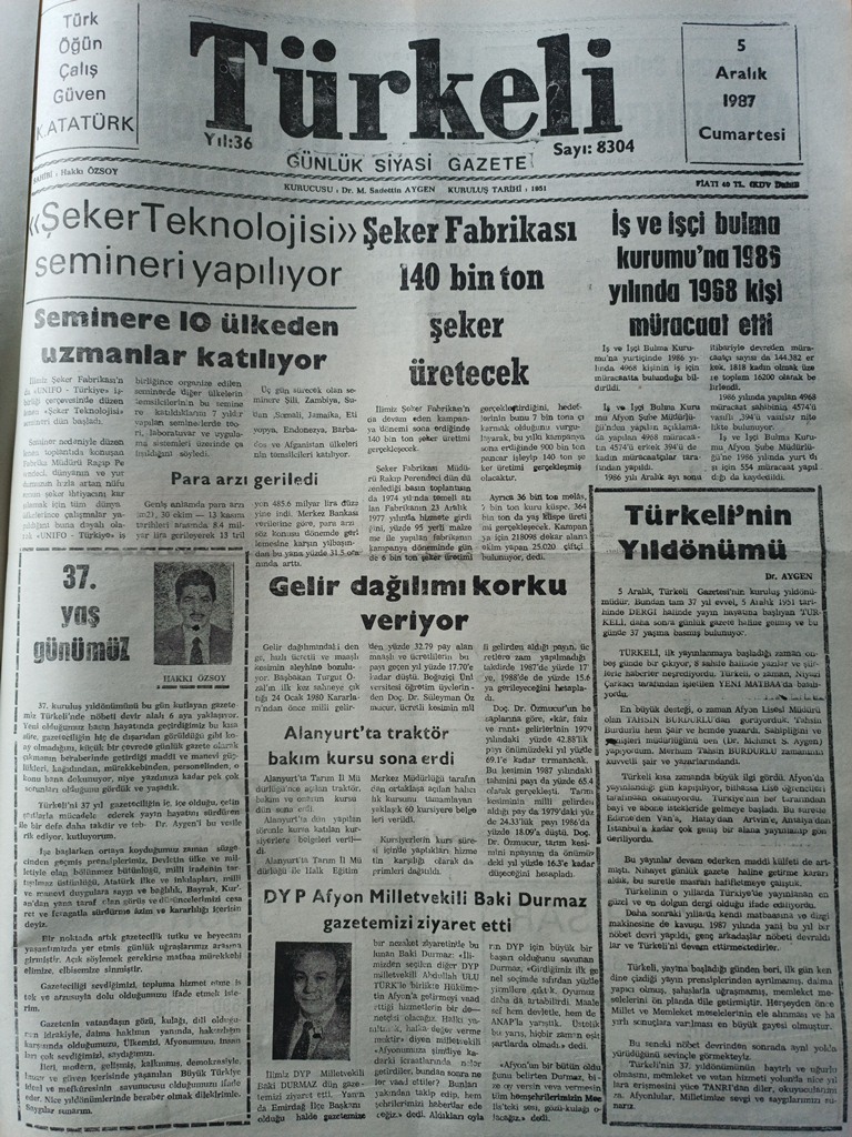 AFYON BASINI'NIN ULU ÇINARI TÜRKELİ GAZETESİ 73 YAŞINDA