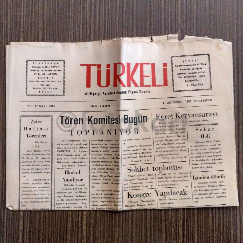 AFYON BASINI'NIN ULU ÇINARI TÜRKELİ GAZETESİ 73 YAŞINDA