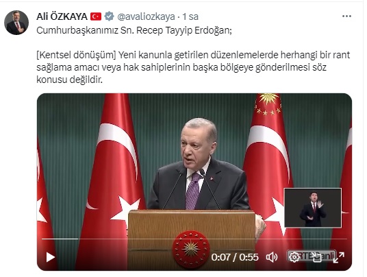 AK Partili Ali Özkaya'dan  Cumhurbaşkanı Erdoğan'a  Destek