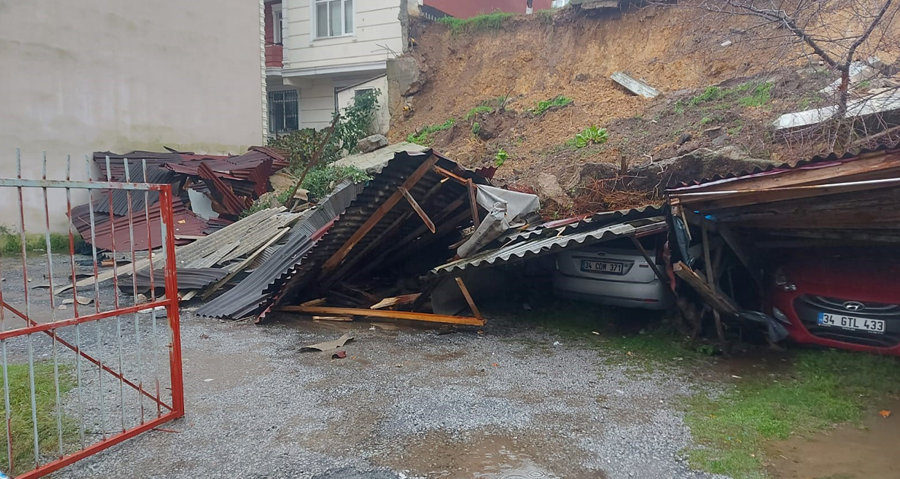 İstinat duvarı yağışa dayanamadı