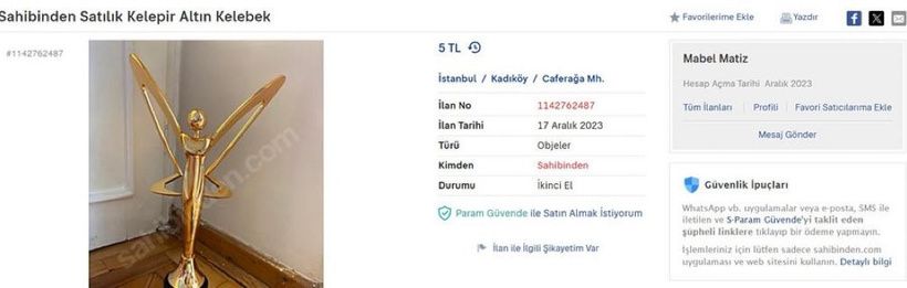 Satılık Altın Kelebek Hangi Ünlü Satıyor