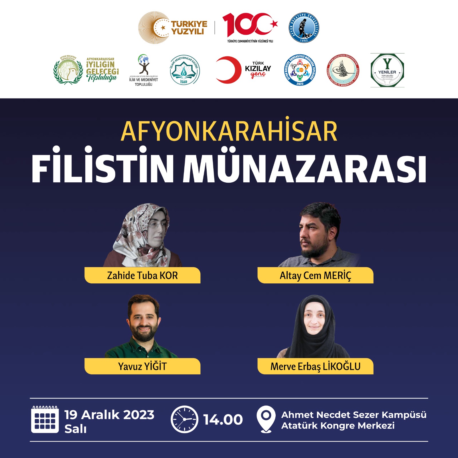 AKÜ 'nün Ev Sahipliğinde Filistin Münazarası Programı Gerçekleştirilecek