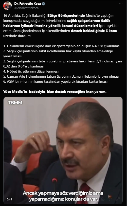 Sağlık Çalışanlarının Özlük Haklarının İyileştirilmesinde 6 Başlık