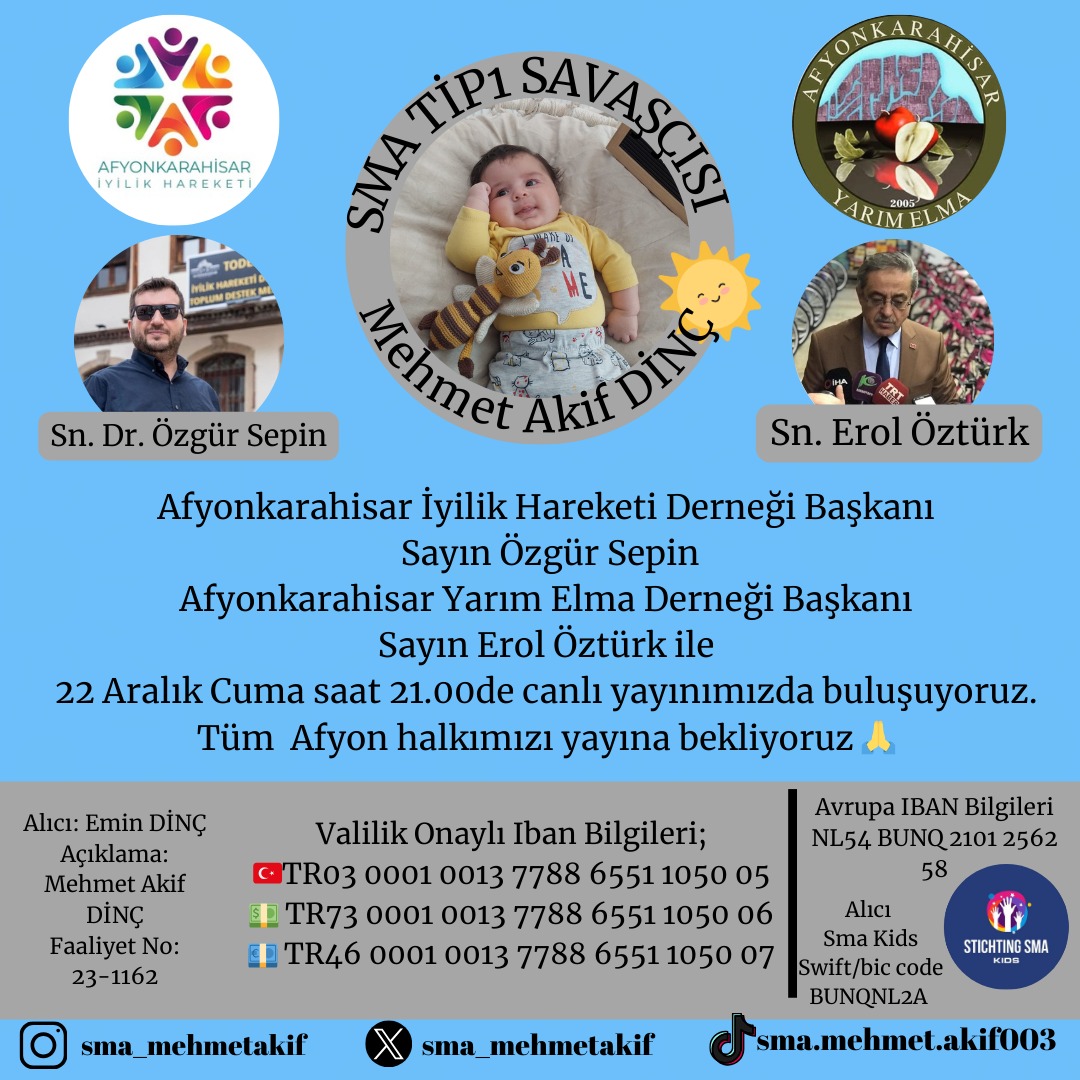 Afyon'da Ses Getirecek Etkinlik. SMA Hastası İçin Harekete Geçtiler