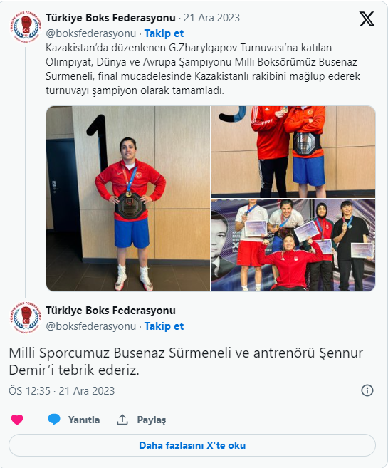 Milli Boksör Busenaz Sürmeneli Kazakistan'da Şampiyon Oldu