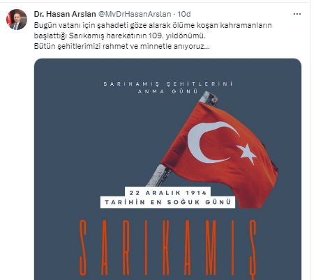 AK Partili Arslan Sarıkamış Şehitlerini Andı