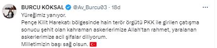 Acı Haber Sonrası CHP'li Burcu Köksal ''Yüreğimiz Yanıyor''