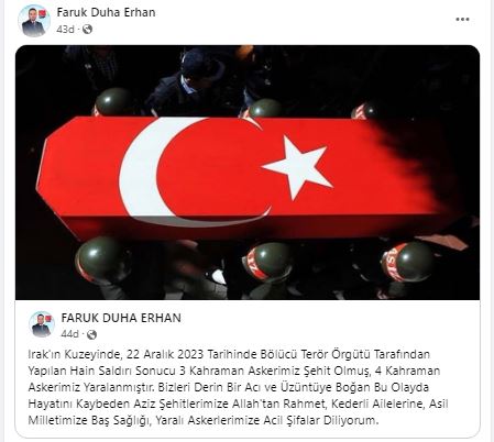 Başkan Erhan ‘’Asil Milletimize Baş Sağlığı Diliyorum’’
